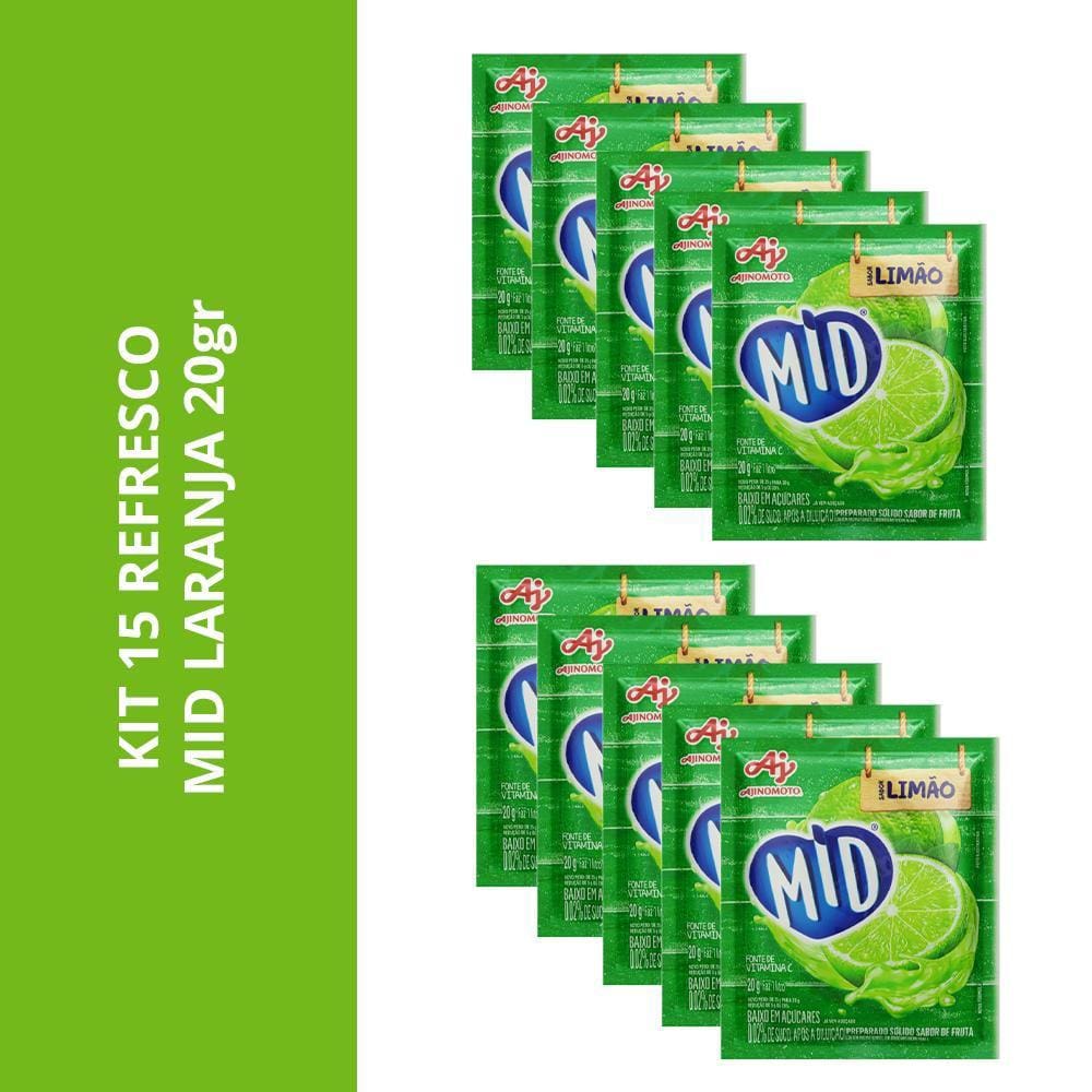 Kit 15 Refresco Mid Limao 0Gr