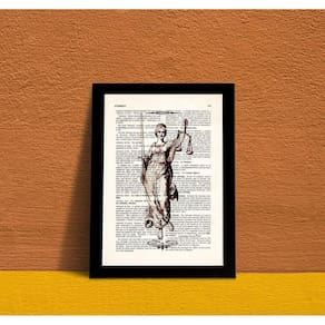 Quadro Deusa da Justiça Vintage 24x18cm - Madeira Branca