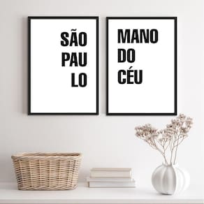 Quadros São Paulo Mano do Céu - 45x34cm - Madeira Branca