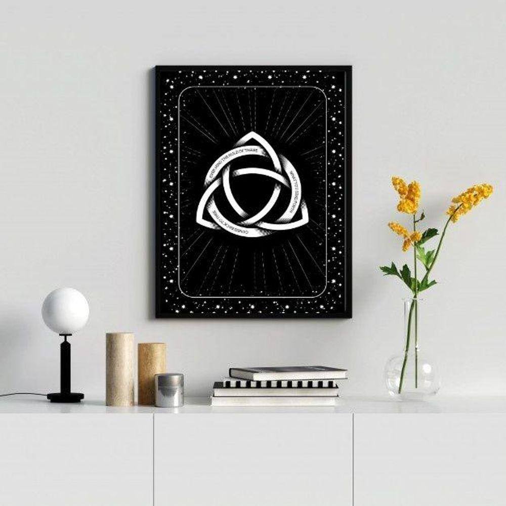 Quadro Decorativo Triquetra 24x18cm Moldura de Madeira Preta