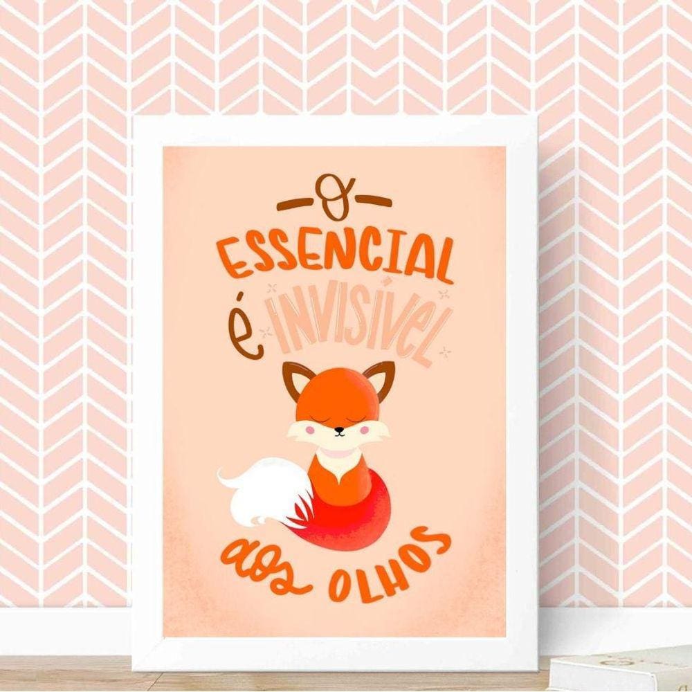 Quadro Raposinha 33x24cm - Madeira Preta