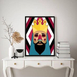 Quadro Decorativo Folia de Reis Rei Mago 45x34cm com Vidro