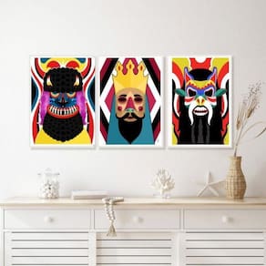 Kit 3 Quadros Decorativos Folclore 45x34cm - Vidro