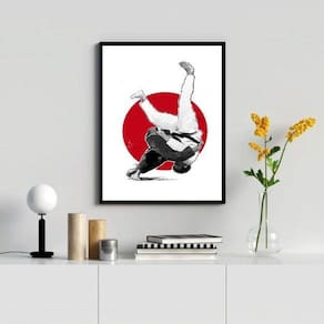 Quadro Decorativo Judô 33x24cm Moldura de Madeira Preta
