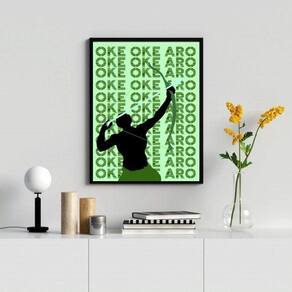 Quadro Decorativo Oxóssi Ake Aro Madeira Branca 45x34cm