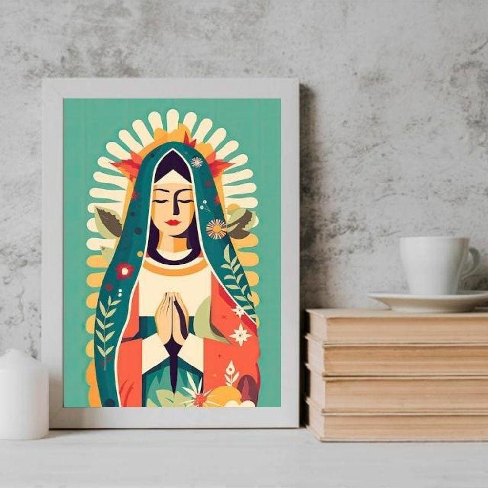 Quadro Nossa Senhora do Carmo 24x18cm - Madeira Branca