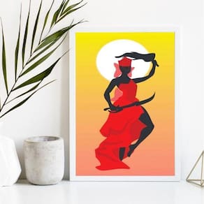 Quadro Orixá Iansã Candomblé 45x34cm - Moldura Branca