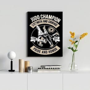 Quadro Decorativo Poster Judô 24x18cm Moldura Madeira Preta