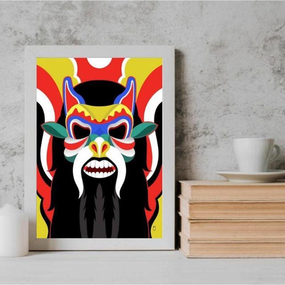 Quadro Folia de Reis 33x24cm com Vidro e Moldura Branca