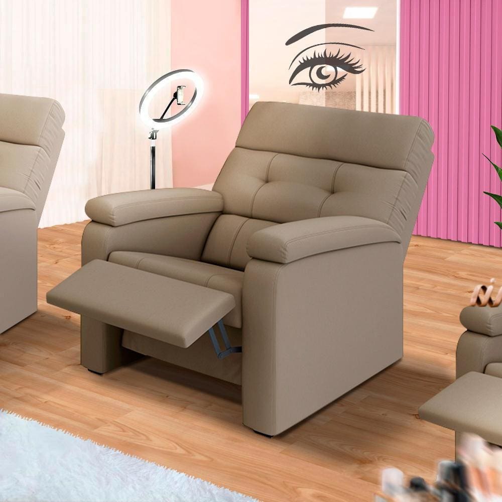 Poltrona Para Extensão De Cílios Marrom Taupe Suede Maximus Shop Jm - Marrom