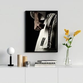 Quadro Karatê 33x24cm - Madeira Branca com Vidro
