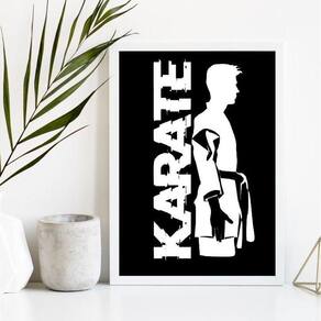 Quadro Karatê Preto/Branco 24x18cm c/ Vidro e Moldura Preta