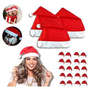 Kit 20 Gorros Papai Noel Cetim Vermelho - Natal Diversão