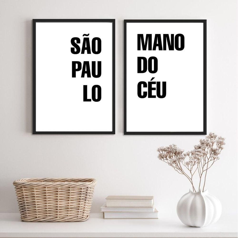 Kit 2 Quadros SP Mano Céu 45x34cm - Vidro+Madeira