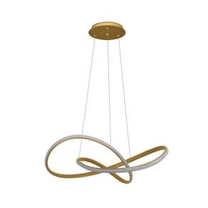 Lustre Pendente Led Design Moderno Dourado 3000k Trilha SL Iluminação