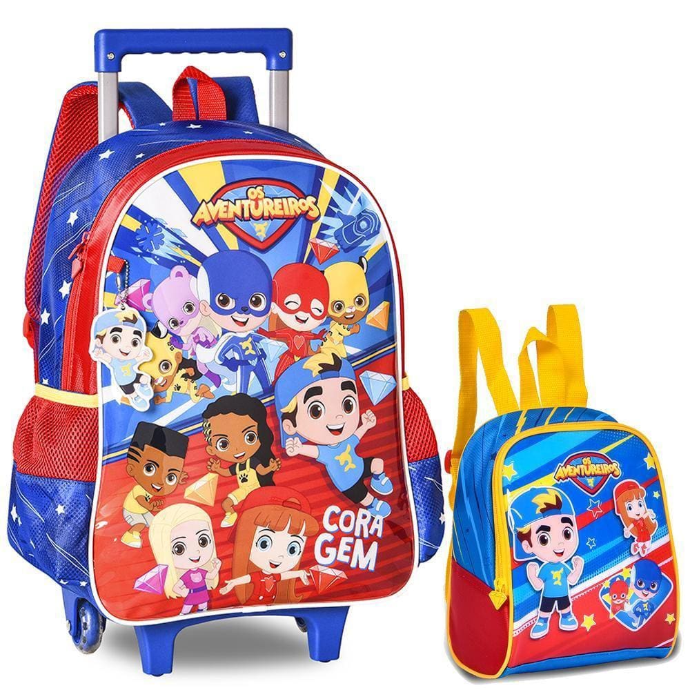 Kit Conjunto Mochila Escolar Infantil Luccas Neto Rodinhas