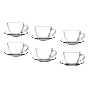 Xícaras Café 80ml - 6 Xícaras + 6 Pires - Vidro