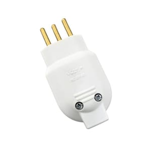 Plugue Macho Reforçado 2P + Terra 10A - Branco Kit 05 unid