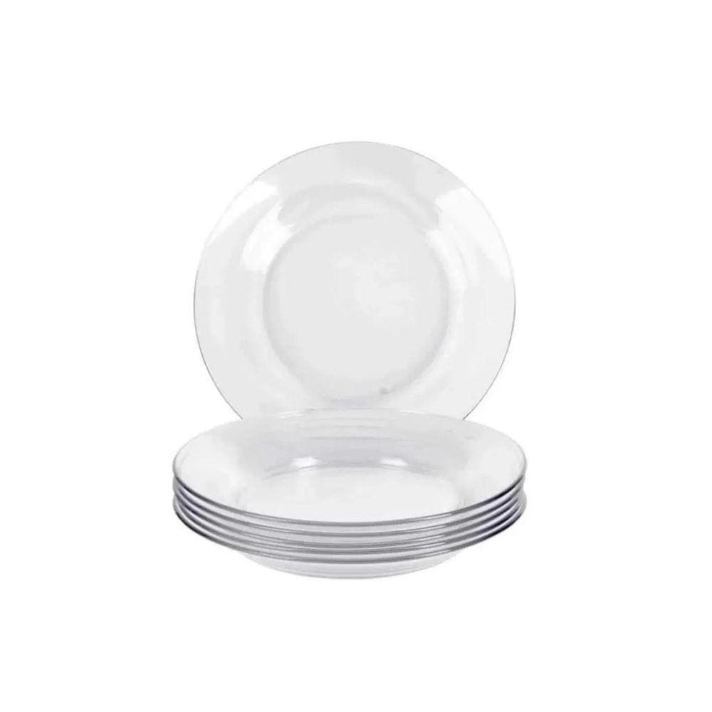 Conj. Pratos Fundos Vidro Temp. 12 und. Transp. 22,6cm