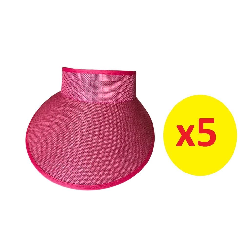 Viseira Rosa Aba 12cm Elástico Praia Verão  5 Unidades