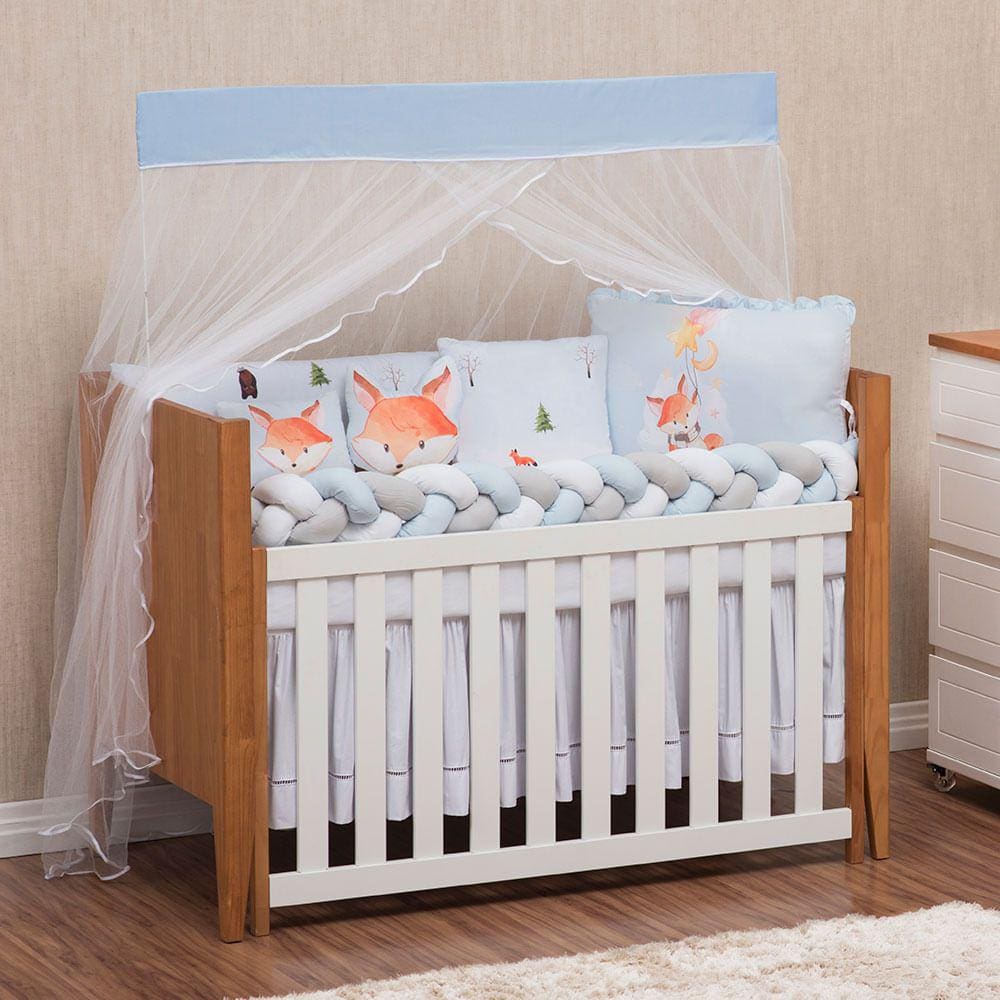Kit Berço 10 Peças Fofura Fox Azul Bebê Brubrelel