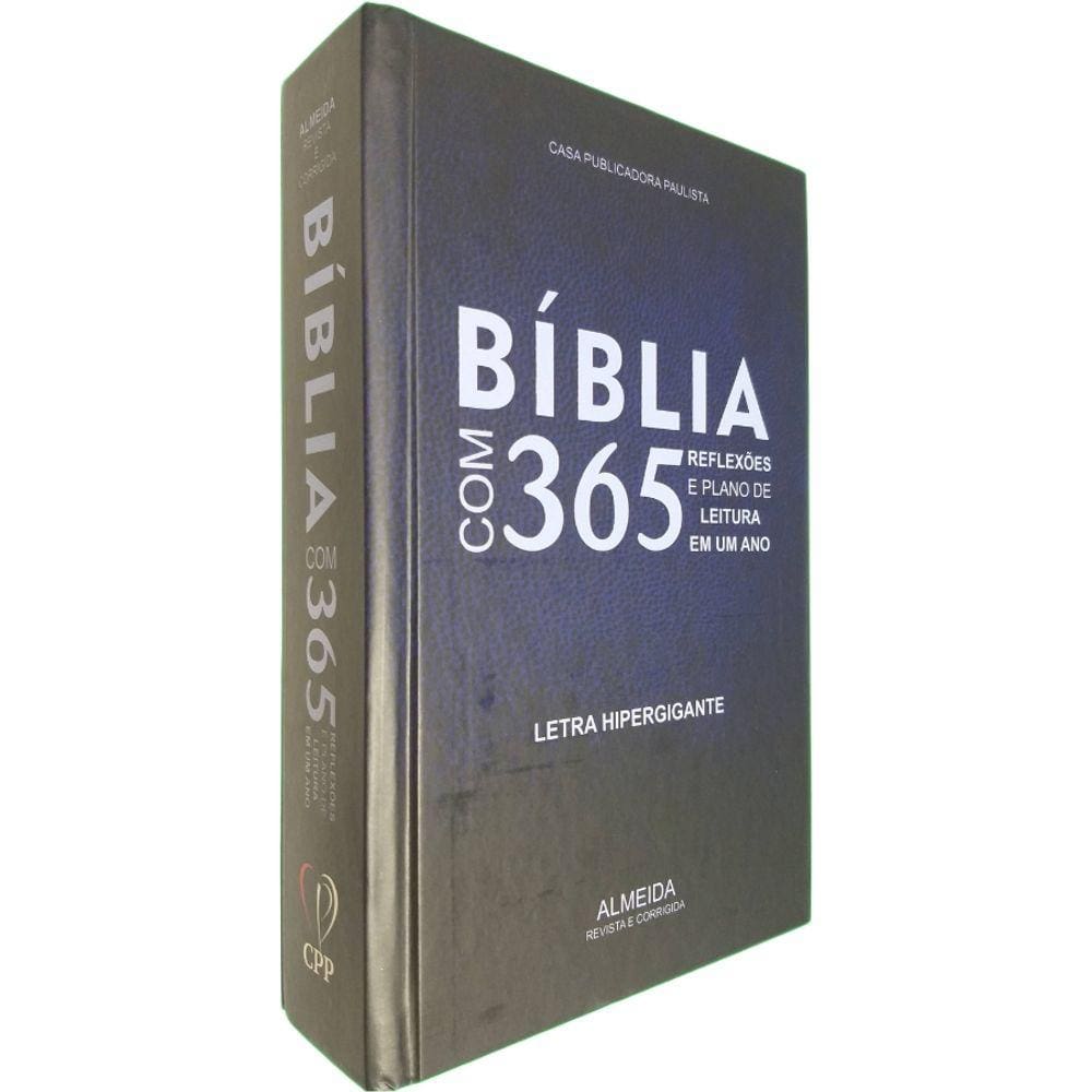 Bíblia Sagrada Com 365 Reflexões e Planos de Leitura Em Um Ano Letra Hipergigante Almeida Revista e Corrigida Capa Dura
