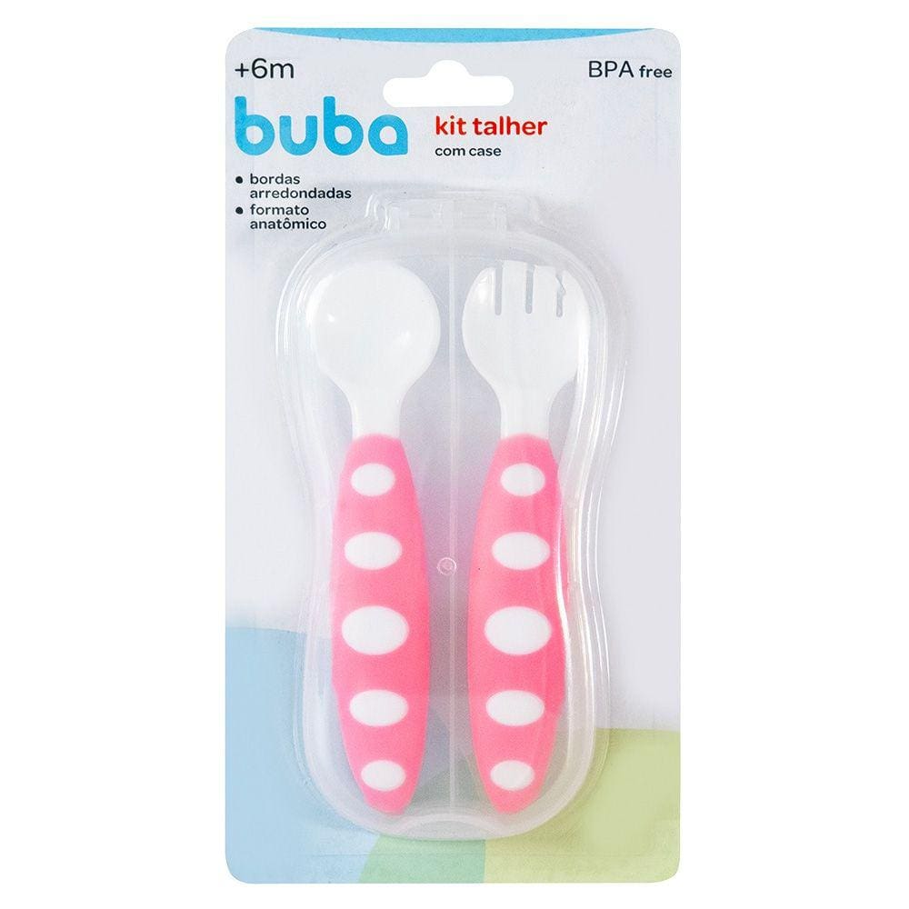 Kit Talheres Com Estojo Rosa Buba
