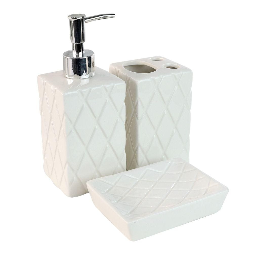 Jogo De Banheiro De Porcelana Com 3 Peças 400ml