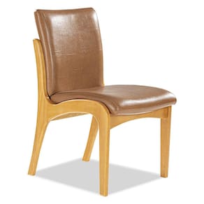 Cadeira de Jantar Estofada Lisboa Madeira Maciça Mel Impermeável Caramelo L85