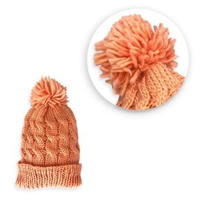 Touca de Inverno com Pompom - Conforto e Estilo Salmão