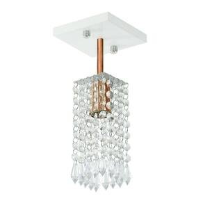 Lustre Clearcrillic Cristal Acrílico Quadrado Branco/Cobre