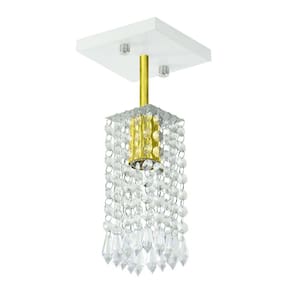 Lustre Clearcrillic Cristal Acrílico Quadrado Branco/Dourado