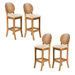 Kit 4 Banquetas Alta para Bancada 113 x 36 Cm Florence Madeira Maciça Linho Bege M58 - RMI