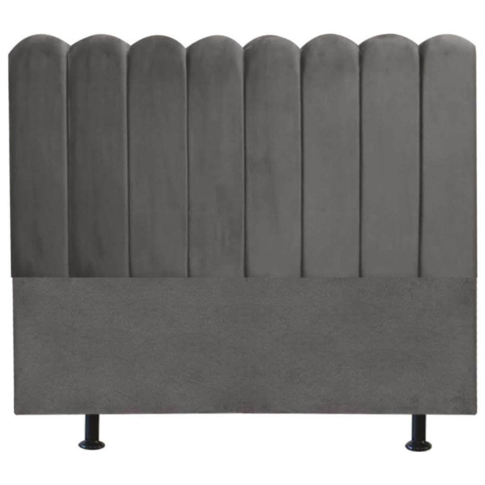 Cabeceira Nuvem Cama King 195 cm Alanis Suede Cinza Escuro