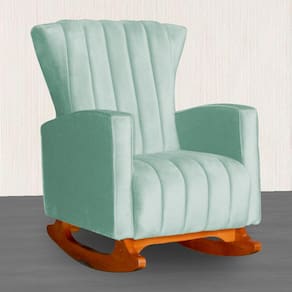 Poltrona Estofada de Balanço Melinda Veludo Acqua - LM DECOR