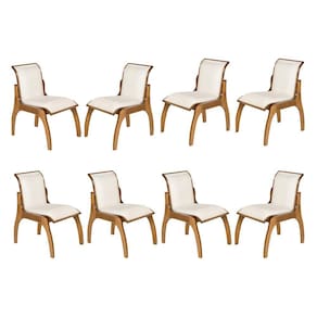 Kit 8 Cadeiras de Madeira Maciça Imbuia para Mesa de Jantar Barcelona Linho Bege Cru L71