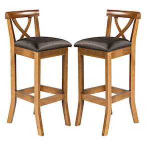 Kit 2 Banquetas Alta para Balcão 36 x 100 Cm Paris Madeira Maciça Imbuia Facto Preto L72