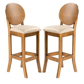 Kit 2 Banquetas Alta para Área Gourmet 113 x 36 Cm Florence Madeira Maciça Linho Bege M58 - RMI
