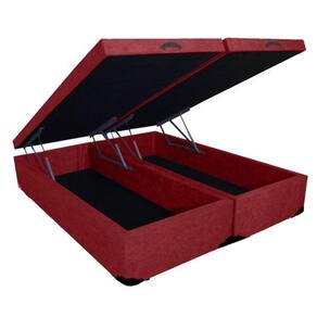 Base Box Baú King Bipartido Suede Vinho 39x198x203