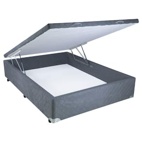 Cama Box Baú casal Suede cinza 39x138x188
