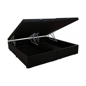 Base Box Baú King Bipartido Suede Preto 39x198x203