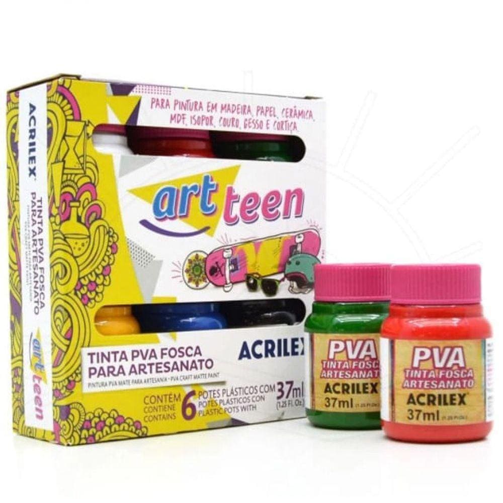 Tinta Pva Plástica Fosca 6 Cores - Acrilex
