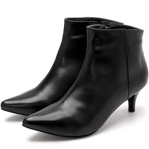 Bota Cano Curto Feminino Lisa Bico e Salto Fino Fecho Zíper