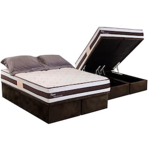 Cama Box Baú King: Colchão Molas Ensacadas Herval MasterPocket Ness + Base CRC Suede Brown(193x203)