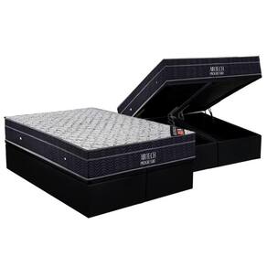 Cama Box Baú King: Colchão Molas Bonnel Ortobom Nanolastic Airtech Progressive + Base CRC Suede Black(193x203)