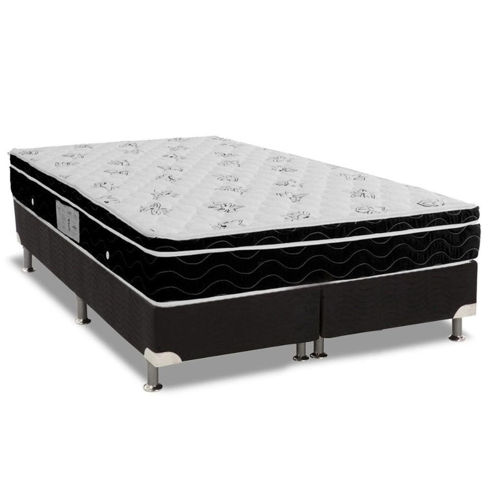 Cama Box King: Colchão Molas Bonnel Ortobom Nanolastic Physical Spring + Base CRC Suede Black(193x203)