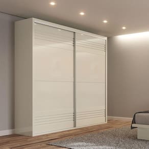 Guarda Roupas com 2 Portas de Correr 223 Cm em 100% MDF Off White Dalla Costa