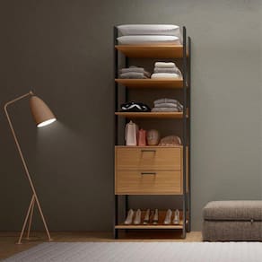 Armário Aberto Closet 2 Gavetas 73x220cm em 100% MDF Freijó Preto Fosco Dalla Costa