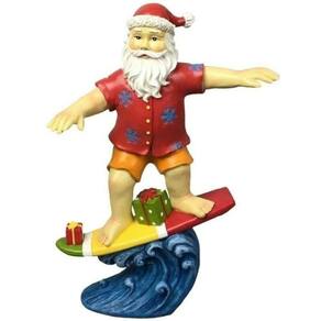 Enfeite de Natal Papai Noel Surfista 21cm Resina