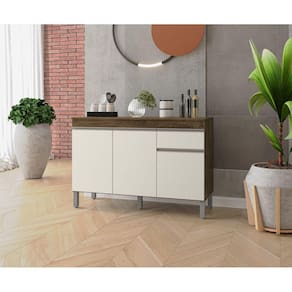 Balcão Gabinete de Pia Isabela 100cm Chocolate/Off Wite S/ Tampo - Nathan